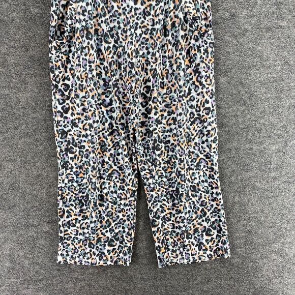 Joyspun SweatPants Women L Large White Animal Print Zipper High Rise Flat Front - Picture 4 of 9